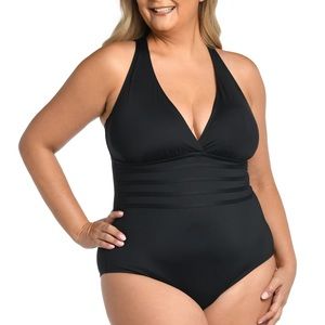 La Blanca Standard Island Goddess Multi Strap Cross Back One Piece Swimsuit NWT